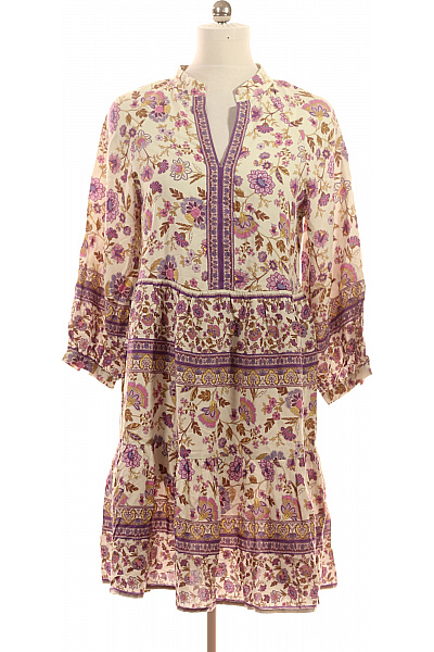 Dámské šaty s dlouhým rukávem květované boho volnočasové Velikost M | Unimoda | obrázek 2