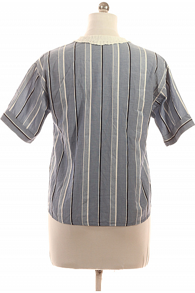 sandro modrá pruhovaná halenka s krátkým rukávem a límečkem Vel. L | sandro | obrázek 2