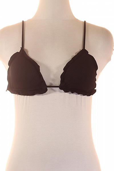 Dámské bikiny trojúhelníkové žebrované s volánky černé Velikost L | Unimoda | obrázek 2