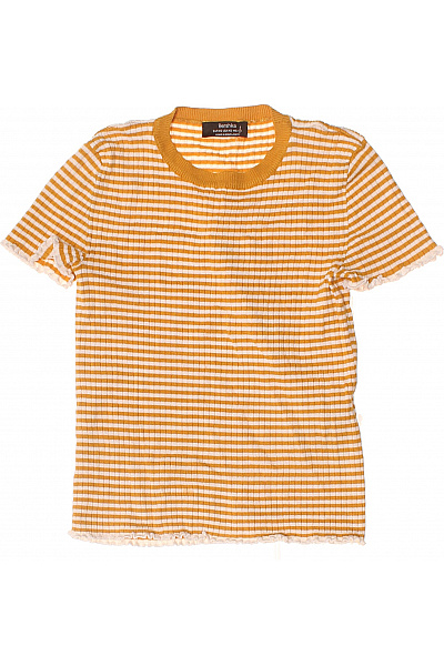 Bershka dámské tričko krátký rukáv pruhované žluté basic Velikost XS | Bershka | obrázek 2