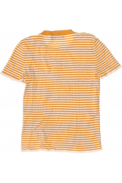 Bershka dámské tričko krátký rukáv pruhované žluté basic Velikost XS | Bershka | obrázek 3