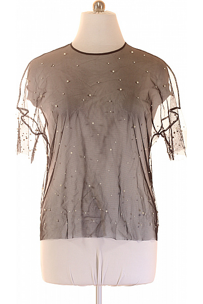 Bershka Dámská halenka krátký rukáv s perlami průsvitná Vel. M | Bershka | obrázek 2