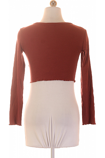 Bershka Dámské tričko s dlouhým rukávem crop top henley červené Velikost EU XS | Bershka | obrázek 3