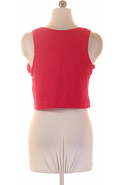 Bershka růžové dámské tričko bez rukávů s nápisem crop top Velikost S | Bershka | obrázek 2