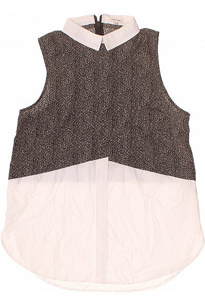 River Island Dámská Halenka Bez Rukávů S Límečkem černobílá Elegantní Vel. 14
