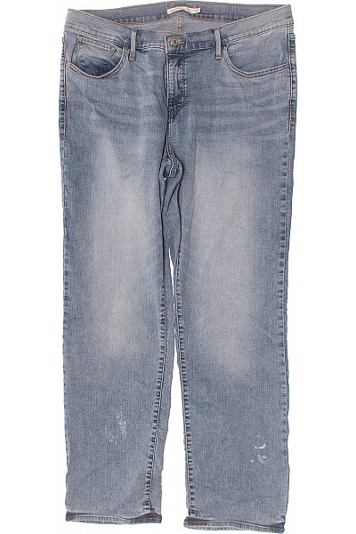 LEVIS Pánské Džíny Modré Strečové Rovné Seprané Vel. EU 16W