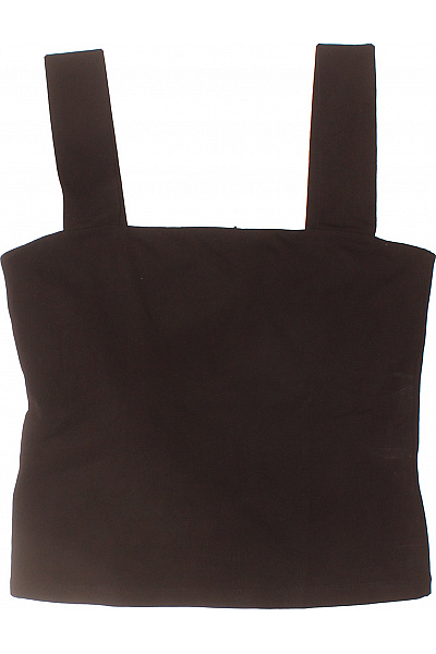 Dámské černé Tílko Bez Rukávů Crop Top Hranatý Výstřih Vel. 36