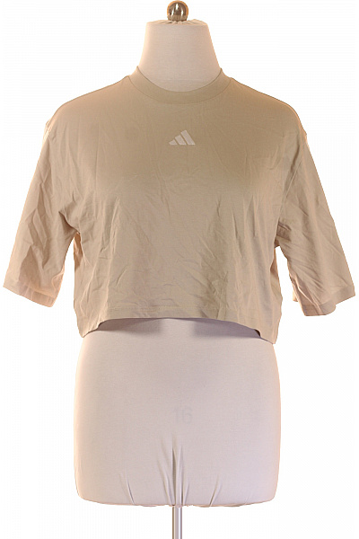 ADIDAS Dámské Tričko Krátký Rukáv Béžové Basic Crop Top Velikost EU XL
