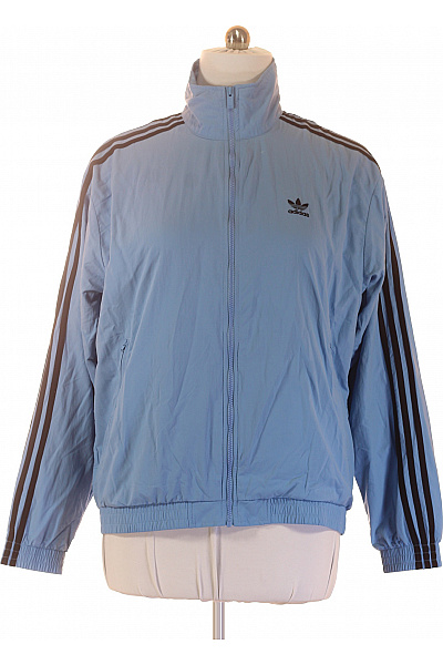 ADIDAS Pánská Modrá Větrová Bunda Se Zipem A Pruhy Velikost EU L