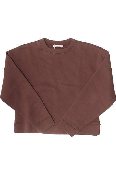 Dámská Mikina Hnědá Crop Crewneck Bavlna Jednobarevná Vel. S