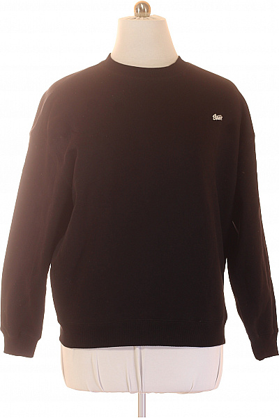 PULL&BEAR Pánská Mikina S Dlouhým Rukávem černá Bavlněná Crewneck Streetwear Velikost EU M