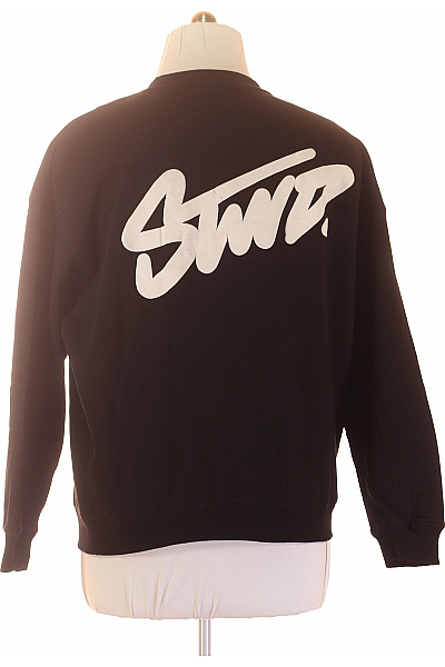 PULL&BEAR pánská mikina s dlouhým rukávem černá bavlněná crewneck streetwear Velikost EU M | PULL&BEAR | obrázek 2