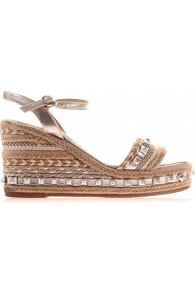 Alma En Pena Dámské Espadrilky Na Klínku Stříbrné Zdobené Kamínky Letní Vel. 39