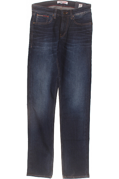 TOMMY HILFIGER Pánské Džíny Tmavě Modré Rovné Seprané Vel. 27/34