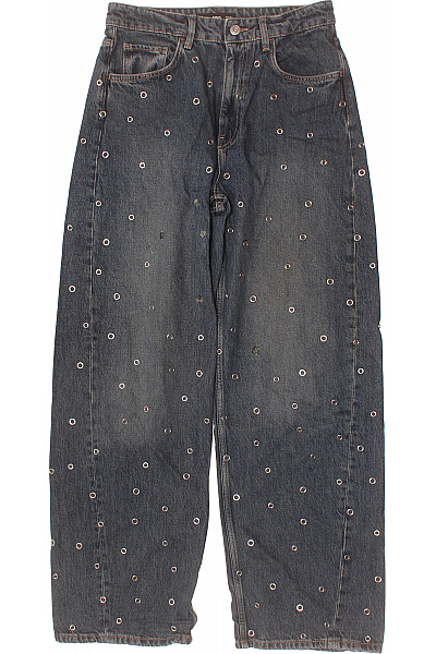 MANGO Dámské Modré Džíny Oversize S Dírami Velikost 36