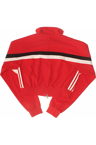 ADIDAS dámská červená crop mikina na zip sportovní s dlouhým rukávem pruhovaná Velikost XS | ADIDAS | obrázek 3