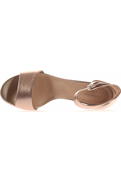 Clarks Dámské kožené sandály na podpatku elegantní zlaté Vel. EU 39.5 | Clarks | obrázek 2