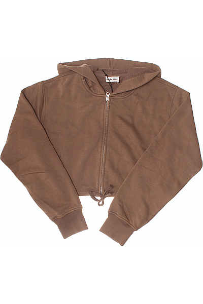 Hnědá Crop Mikina S Kapucí Na Zip Streetwear Velikost M
