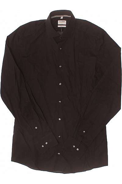OLYMP Pánská černá Košile S Dlouhým Rukávem Elegantní Business Slim Fit Vel. 38