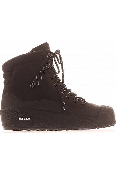 BALLY Pánské Kotníkové Zimní Boty šněrovací Textilní černé Vel. 42