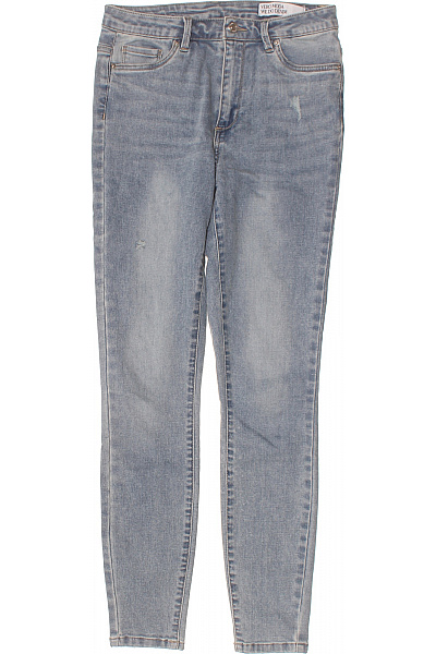 VERO MODA Dámské Modré Strečové Džíny Skinny S Dírami Vel. 32