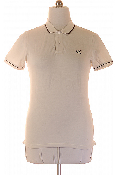 Calvin Klein Polo Tričko S Krátkým Rukávem A Výšivkou Bílé Vel. L
