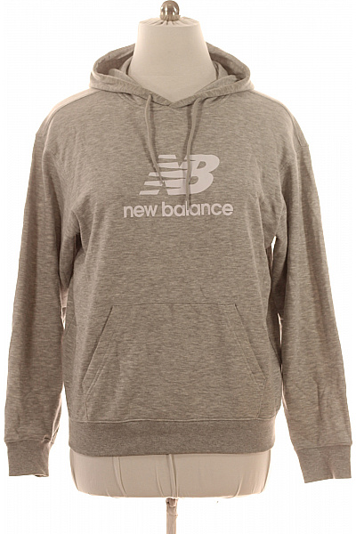New Balance šedá Mikina S Kapucí A Potiskem Přes Hlavu Vel. M
