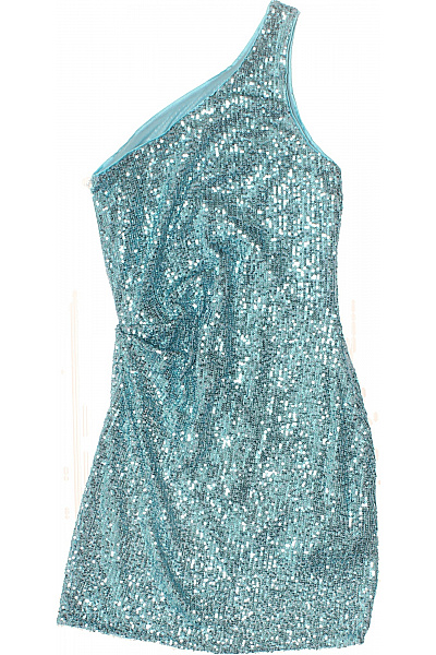 třpytivé koktejlové šaty asymetrické na ramínka mini Vel. 36 | Unimoda | obrázek 2