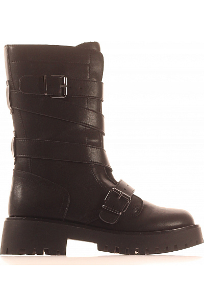 Steve Madden Dámské Kozačky černé Kožené S Přezkou Volnočasové Vel. 38