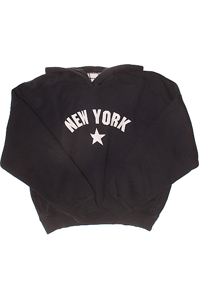 Bershka Dámská černá Mikina S Kapucí A Potiskem New York Velikost S
