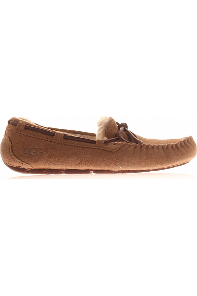 UGG Dámské Hnědé Kožené Nazouvací Pantofle S Kožíškem Velikost EU 37
