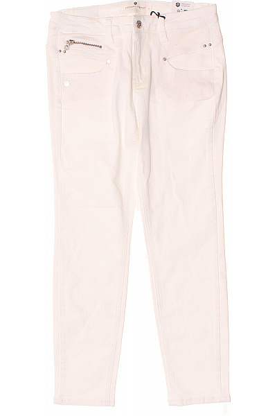 FREEMANT.PORTER Dámské Bílé Džíny S Kapsami A Zipy Skinny Fit Velikost EU L