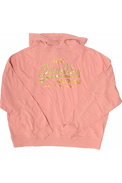 SUPERDRY Růžová Mikina S Kapucí A Potiskem Velikost 40