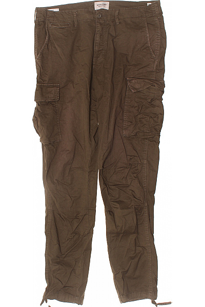 JACK & JONES Pánské Cargo Kalhoty Volnočasové Bavlněné Hnědé S Kapsami Velikost EU 34/34