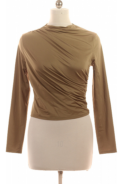 Dámské tričko s dlouhým rukávem a řasením khaki Velikost 42 | Unimoda | obrázek 2