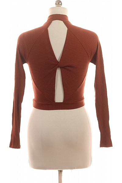 Dámské tričko s dlouhým rukávem a rolákem hnědé crop top Vel. 40 | Unimoda | obrázek 3