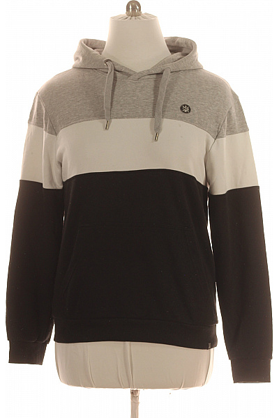 Pánská Mikina S Kapucí Přes Hlavu Pruhovaná Bavlněná Streetwear Velikost L
