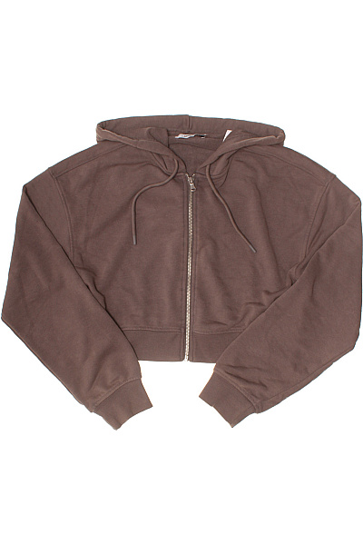 dámská hnědá mikina s kapucí na zip crop Velikost EU 38 | Unimoda | obrázek 2