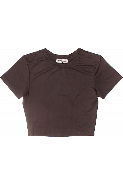 Dámské tričko s krátkým rukávem hnědé basic crop top Velikost S | Unimoda | obrázek 2