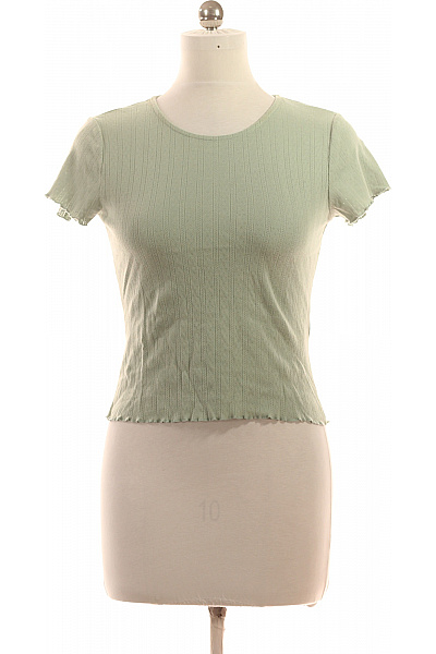 ONLY Dámské bavlněné tričko zelené s krátkým rukávem basic crop top Vel. M | ONLY | obrázek 2
