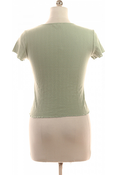 ONLY Dámské bavlněné tričko zelené s krátkým rukávem basic crop top Vel. M | ONLY | obrázek 3