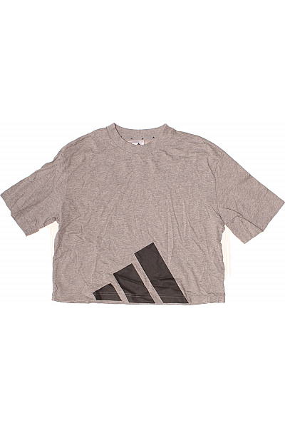 ADIDAS dámské tričko krátký rukáv crop top šedé s potiskem Velikost m | ADIDAS | obrázek 2