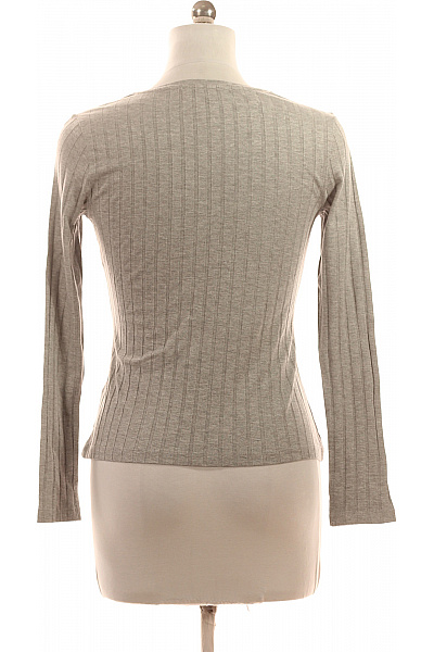 Dámské tričko s dlouhým rukávem basic šedé žebrované Velikost 40 | Unimoda | obrázek 3