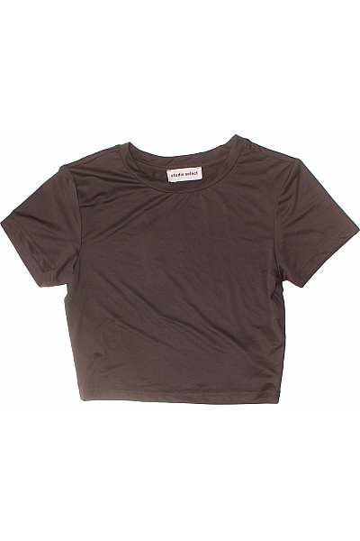 Dámské Hnědé Tričko S Krátkým Rukávem Crop Top Basic Vel. S