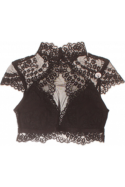 Hunkemoller černá krajková halenka crop krátký rukáv se stojáčkem Vel. EU S | Hunkemoller | obrázek 2