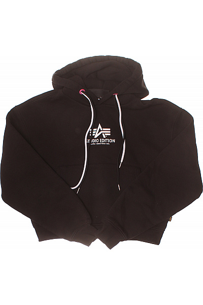 Alpha Industries dámská černá mikina s kapucí a potiskem crop Vel. s | Alpha Industries | obrázek 2