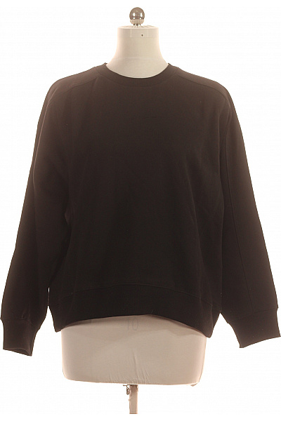PULL&BEAR Dámská černá Mikina S Dlouhým Rukávem Crewneck Jednobarevná Velikost M