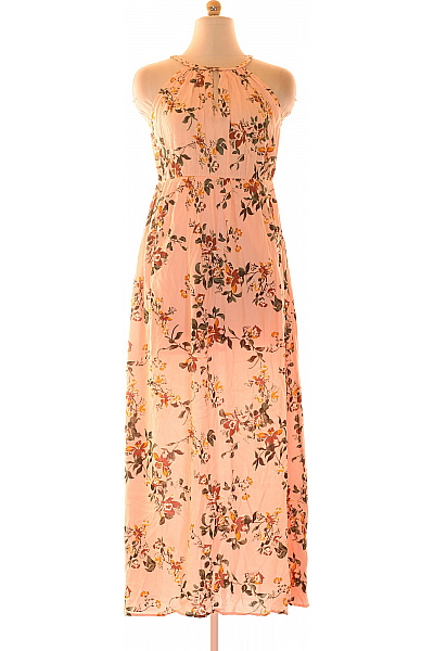 Růžové Květované šaty Bez Rukávů Maxi Letní Boho Vel. 38