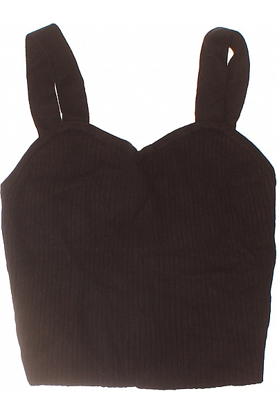 dámské černé tílko bez rukávů crop top žebrované Vel. 36 | Unimoda | obrázek 2