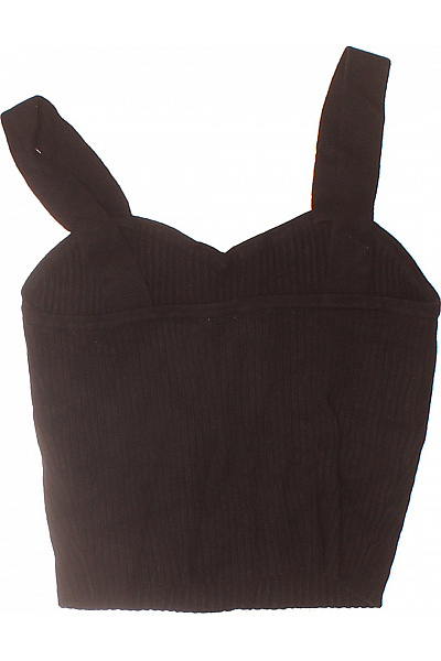 dámské černé tílko bez rukávů crop top žebrované Vel. 36 | Unimoda | obrázek 3